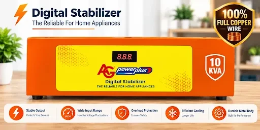 AG Power Plus 10kVA Full Copper Mainline Voltage Stabilizer (90v-300v) , Net weight 38KG