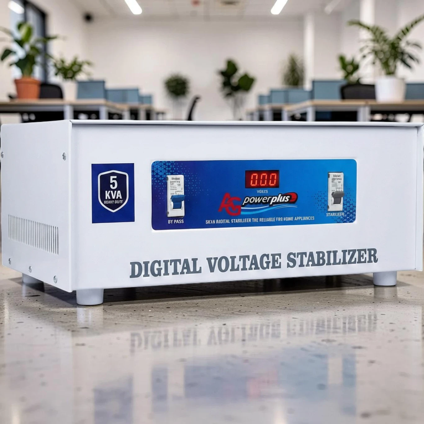 AG power plus 5KVA Digital Voltage Stabilizer with Wide Input Range 70V–320V | Heavy Duty Mainline(Copper)Stabilizer with LED Display & Bypass Switch