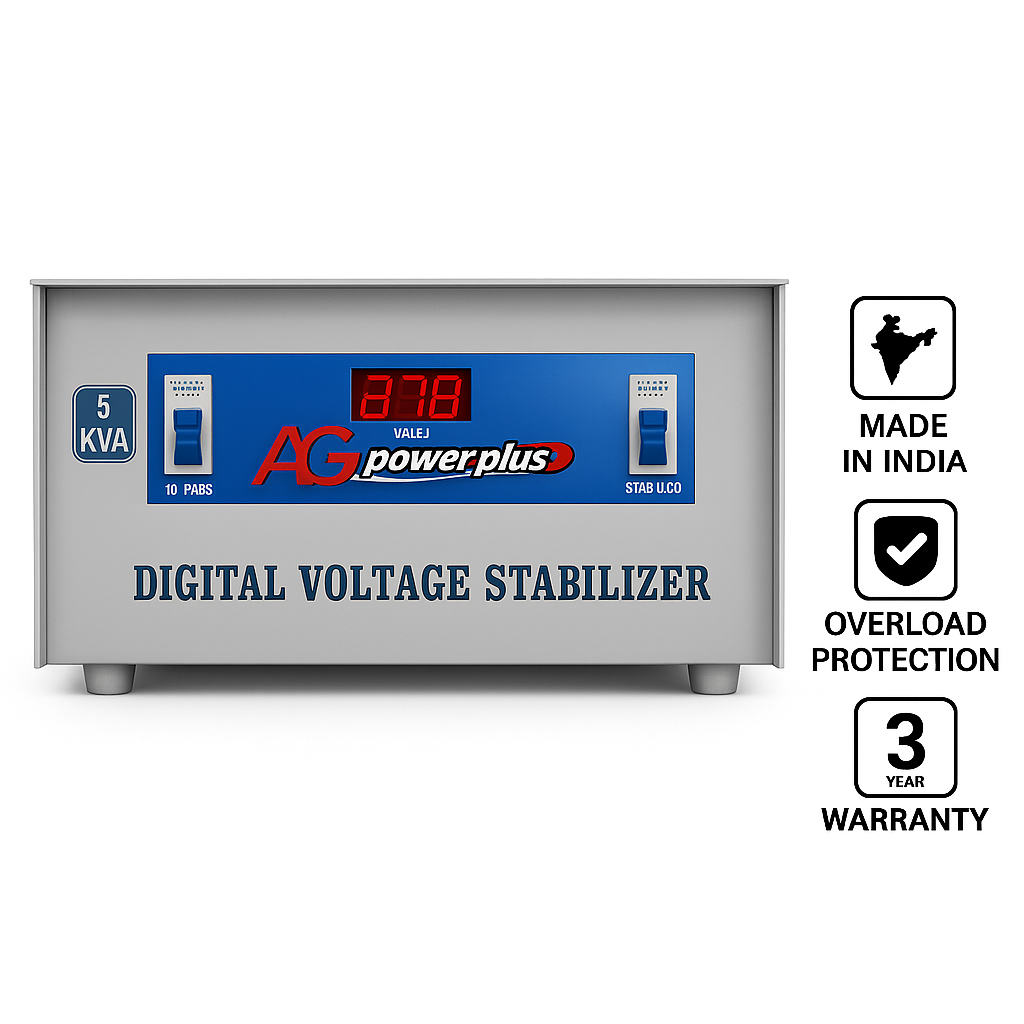 AG Power Plus Copper Mainline Voltage Stabilizer for Home 5 KVA Heavy Duty 4000W 70V-320V 2 Year Warranty